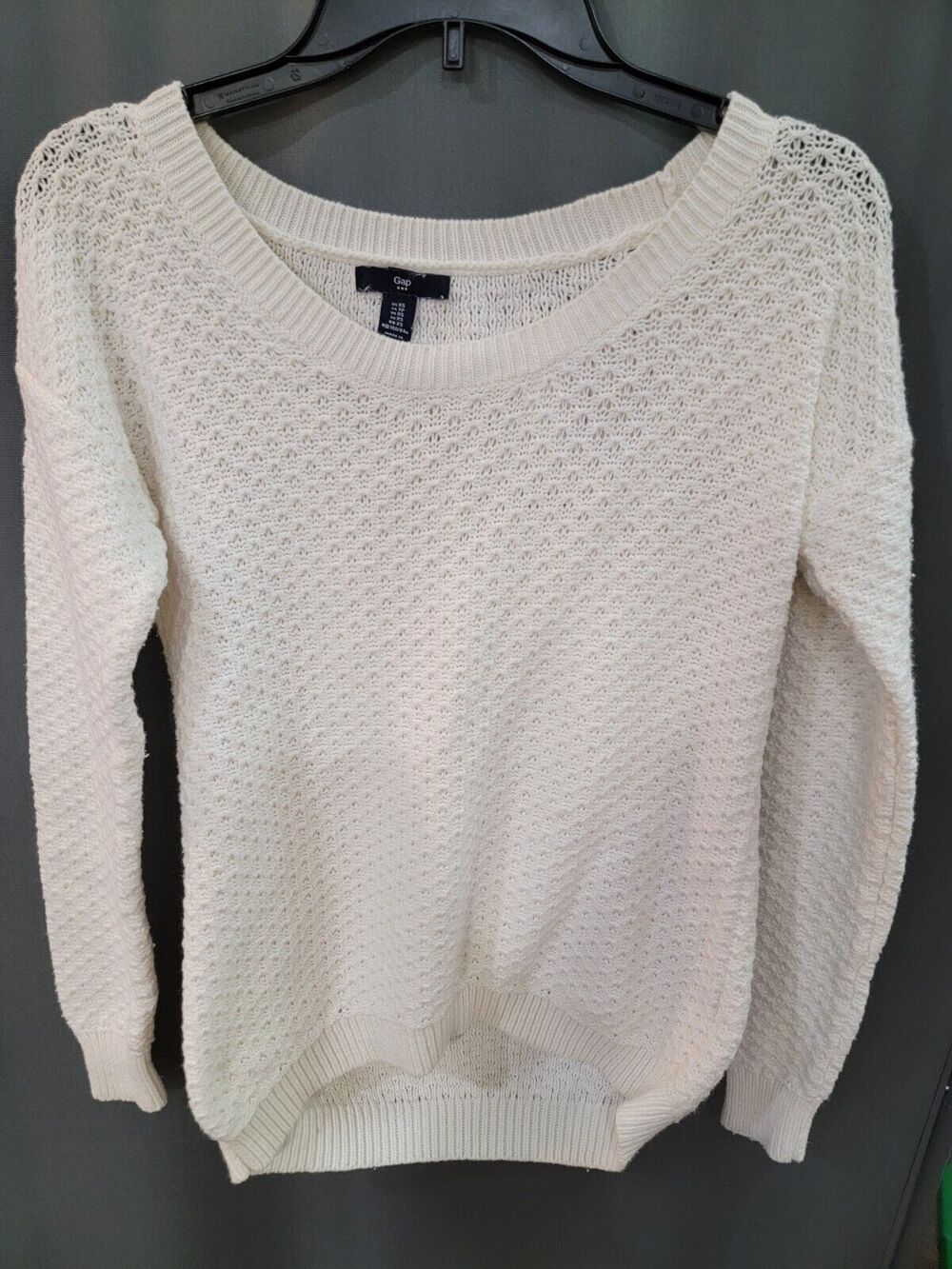 NWT Womens Gap Cream Off White Metallic Pullover Wool Sweater XS BB25 (1)